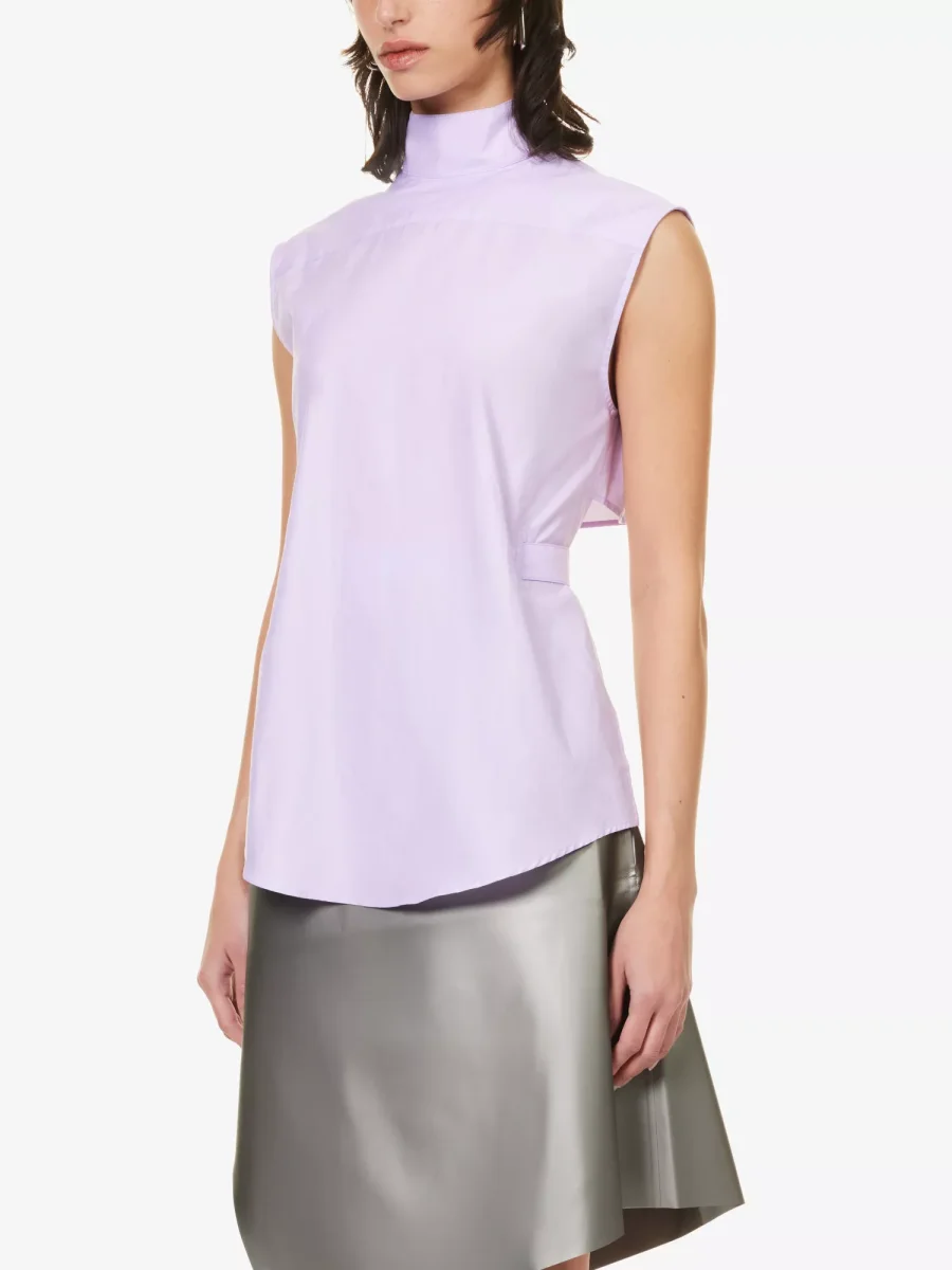 COPERNI Lilac Sleeveless High Neck Button Back Shirt - Imagen 3