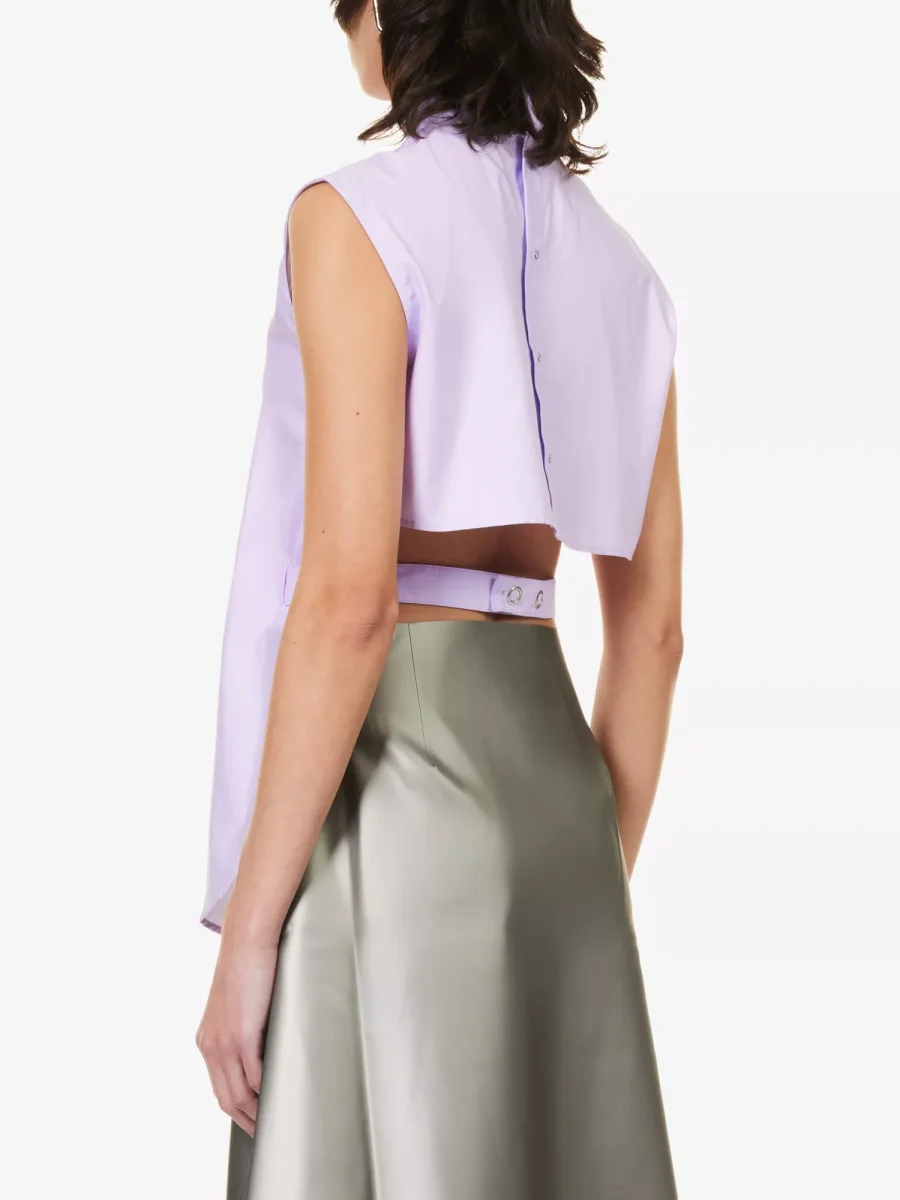 COPERNI Lilac Sleeveless High Neck Button Back Shirt - Imagen 4