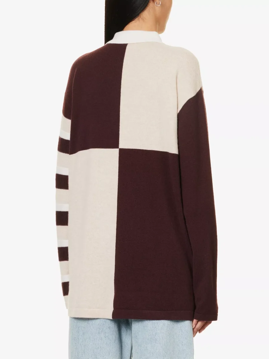GUEST IN RESIDENCE Pure Cashmere Contrast-Panel Relaxed-fit Knitted Collared Sweater Top - Imagen 6