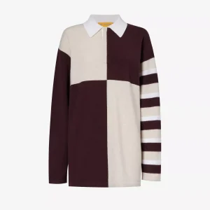 GUEST IN RESIDENCE Pure Cashmere Contrast-Panel Relaxed-fit Knitted Collared Sweater Top