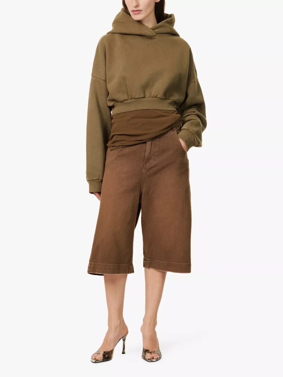 Entire Studios Military Green Double Hood Uniform Cropped Hoodie - Imagen 4