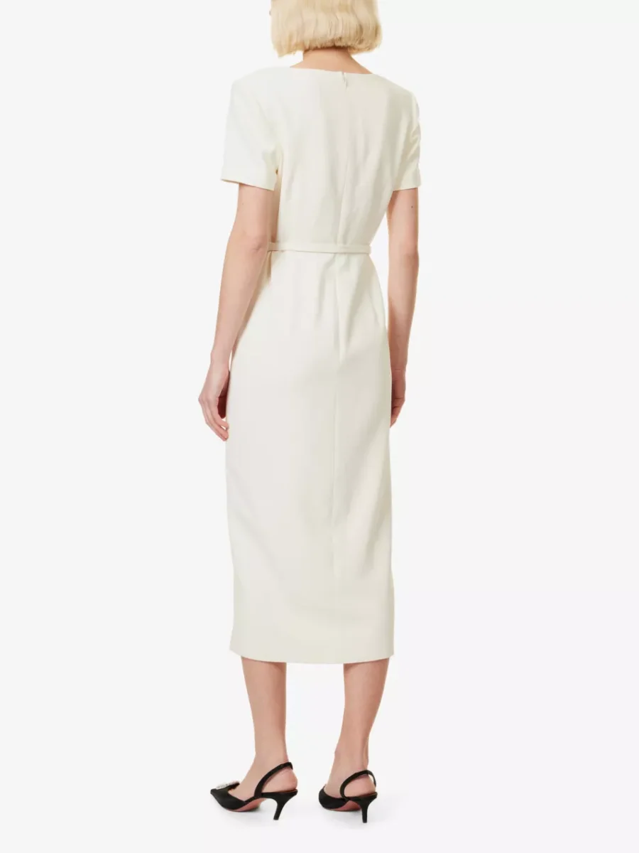 Self-Portrait Button Embellished Cream Dress - Imagen 4