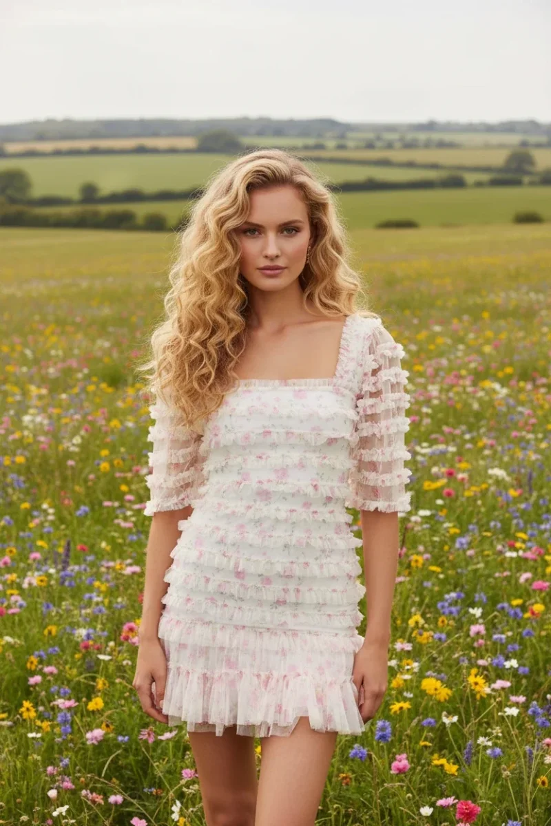 Needle & Thread Rose Ditsy Frilled Woven Mini Dress - Imagen 2