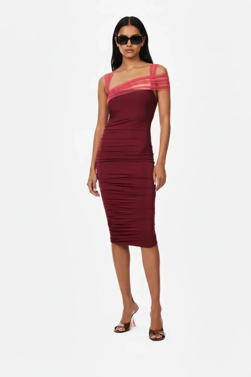 Nensi Dojaka Burgundy Pink Midi Dress - Imagen 2