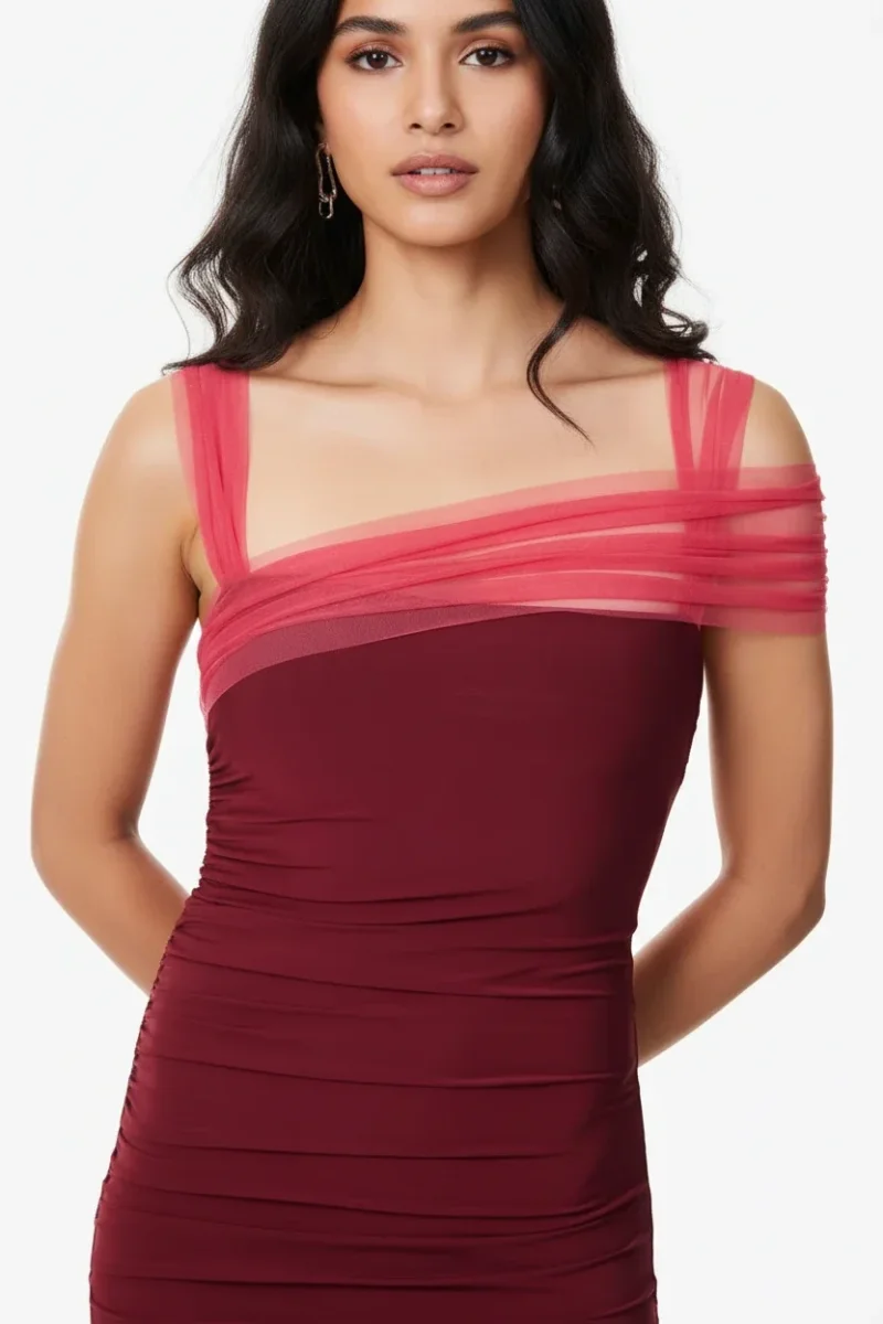 Nensi Dojaka Burgundy Pink Midi Dress - Imagen 5