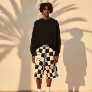 The Elder Statesman Nora Lite Creature Shorts Black Check