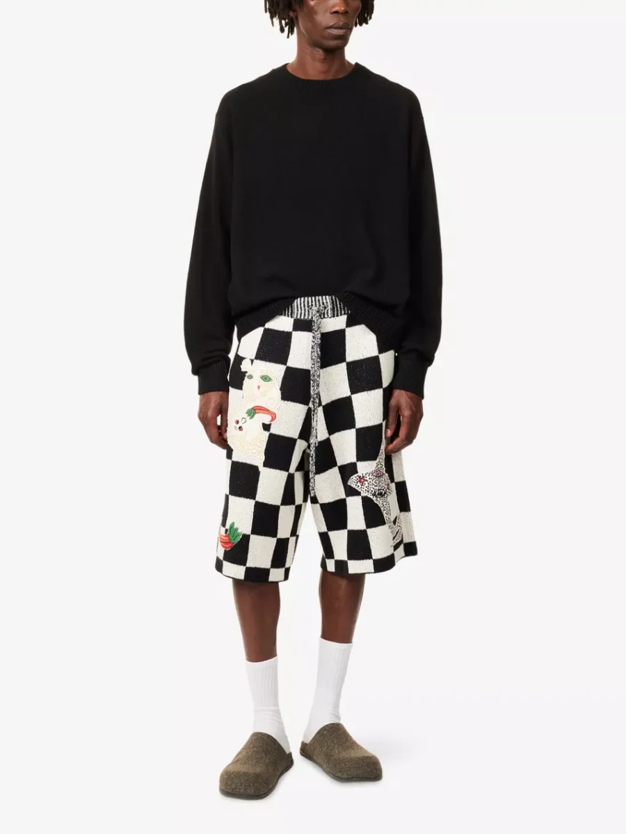 The Elder Statesman Nora Lite Creature Shorts Black Check - Imagen 3