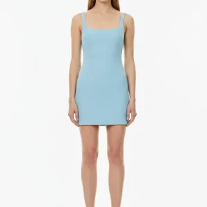 Bec + Bridge Reina Blue Open-Back Stretch-Woven Mini Dres