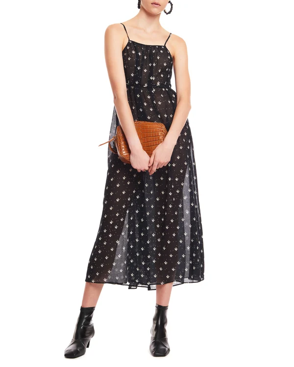 Rixo London Misty Black Ditsy Floral Print Summer Wrap Dress - Imagen 6