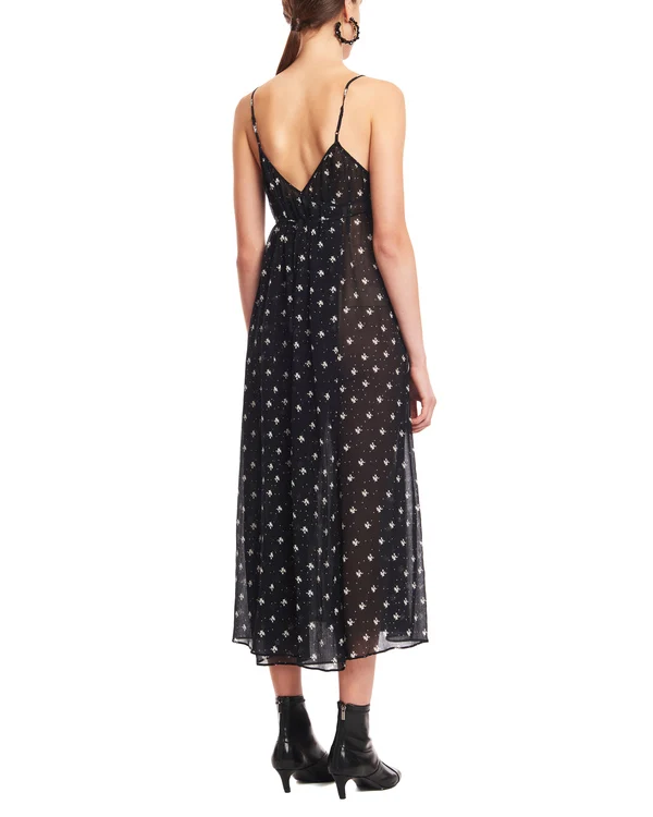 Rixo London Misty Black Ditsy Floral Print Summer Wrap Dress - Imagen 7