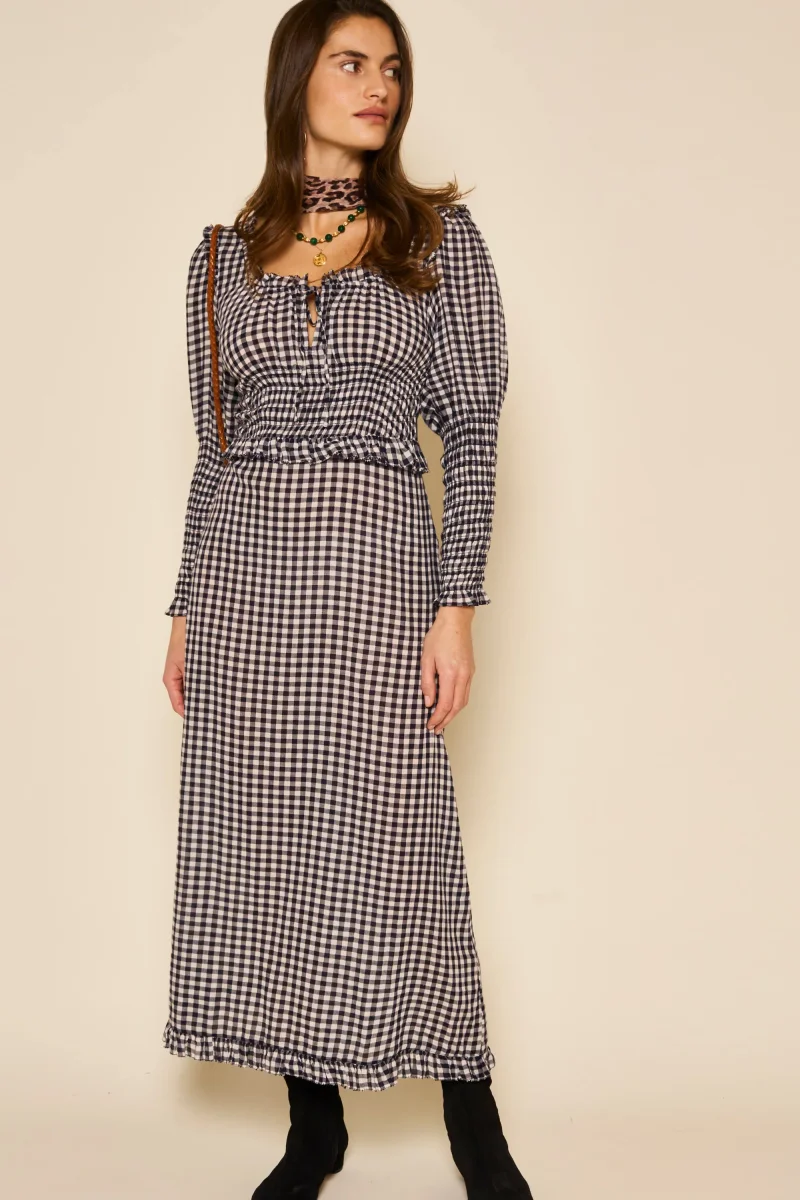 Rixo London Bekki Gingham Check Print Relaxed Midi Dress - Imagen 4