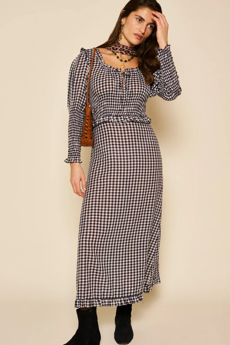 Rixo London Bekki Gingham Check Print Relaxed Midi Dress - Imagen 5