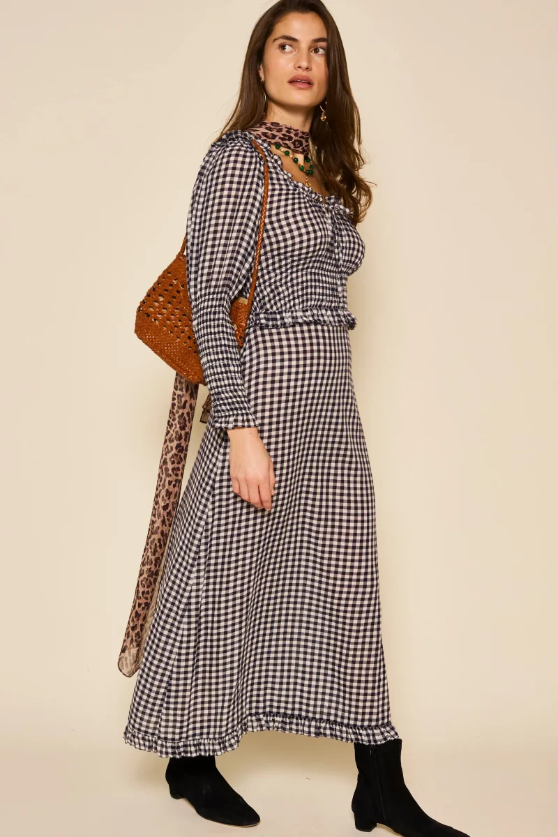 Rixo London Bekki Gingham Check Print Relaxed Midi Dress - Imagen 6