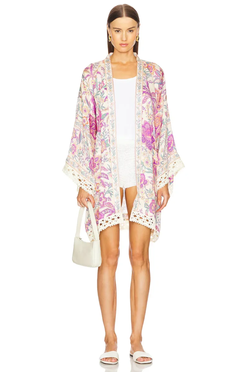 Spell Mojave Lily Floral Print Short Robe - Imagen 2