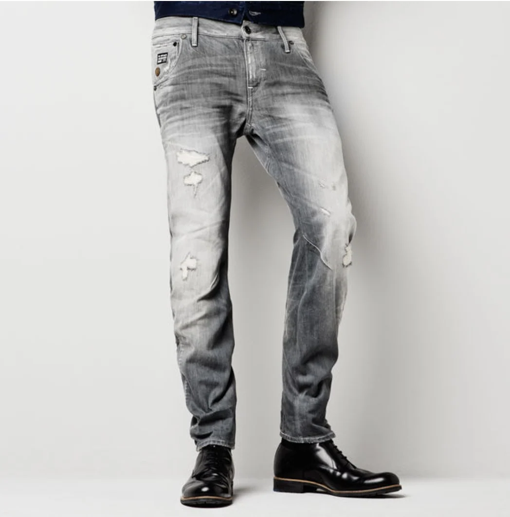 G-STAR 3301 Slim Force Grey Medium Aged Destroy Jeans