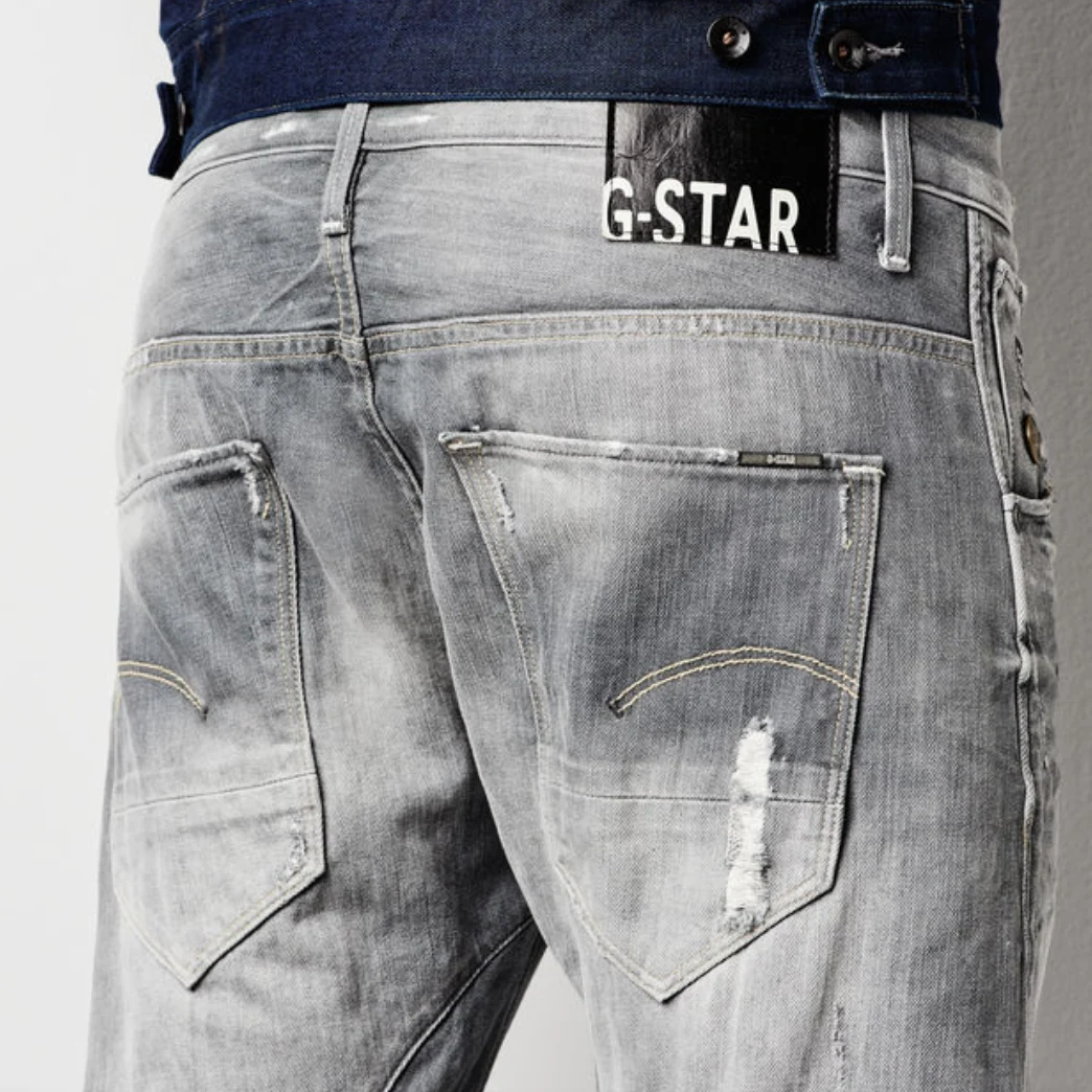 G-STAR 3301 Slim Force Grey Medium Aged Destroy Jeans - Imagen 3