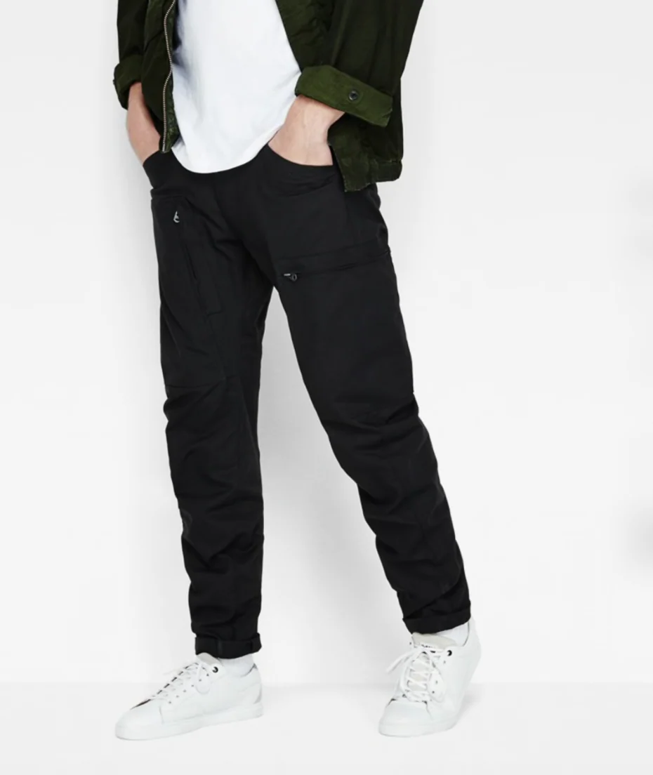 G-STAR Powel 3D Tapered Black Solar HD Cargo Chino Trousers Pants