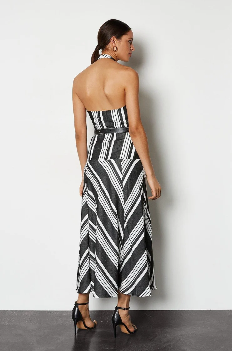 Karen Millen Black & White Striped Halter Neck Sundress - Imagen 3