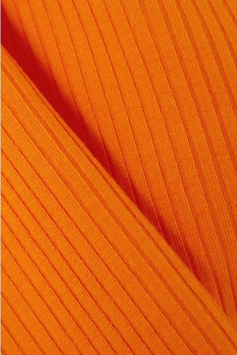 Reformation Aversa Cropped Ribbed Stretch-Knit Halterneck Top In Orange - Imagen 5
