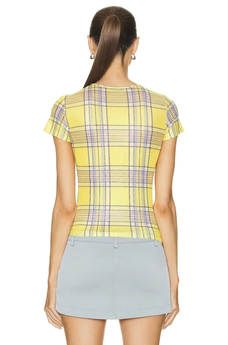 MIAOU Yellow Check Plaid Dion Mini Tee Top - Imagen 4