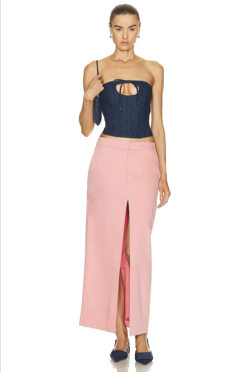 SIR. Giacomo Pink Split Front Midi Skirt - Imagen 7