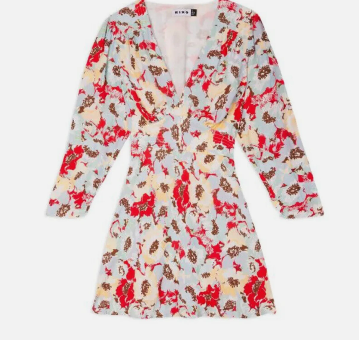 Rixo London Jules Poppies Floral Print Button Front V-Neck Summer Mini Dress