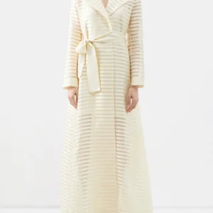 Taller Marmo Wrap Cream Striped Coat