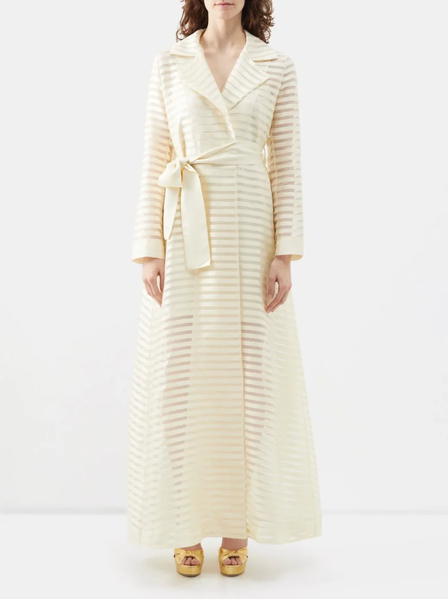 Taller Marmo Wrap Cream Striped Coat