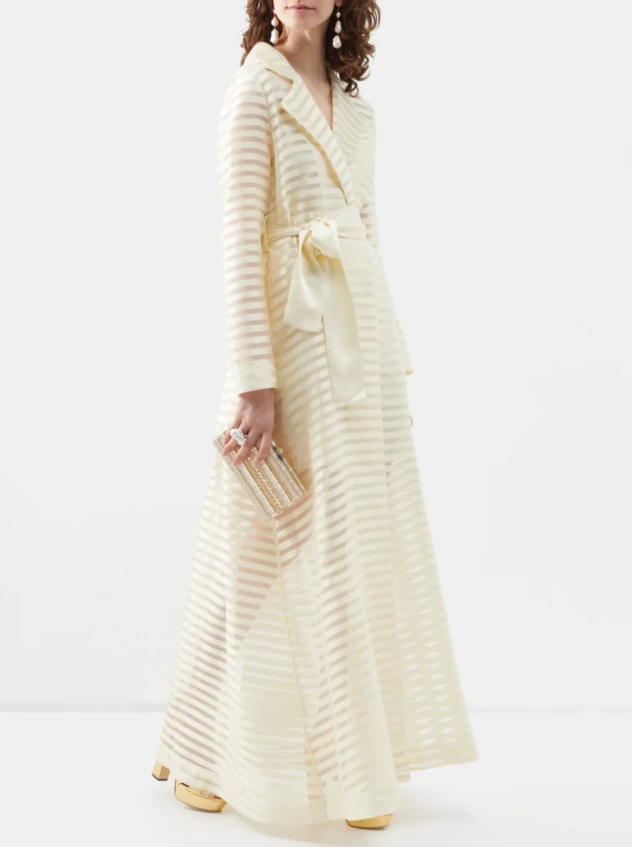 Taller Marmo Wrap Cream Striped Coat - Imagen 3