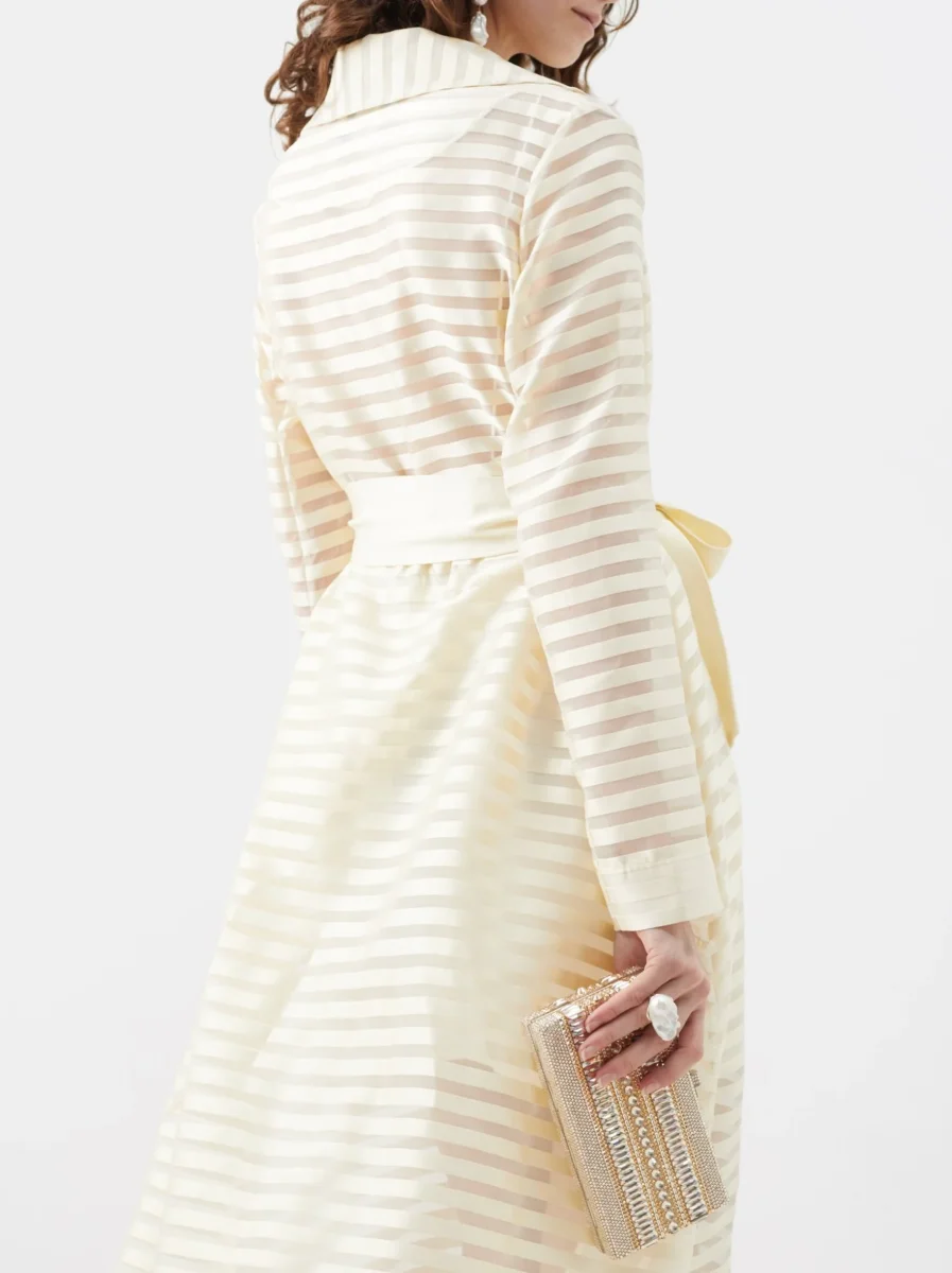 Taller Marmo Wrap Cream Striped Coat - Imagen 5