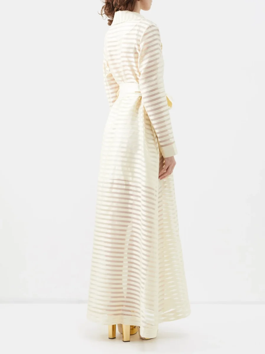 Taller Marmo Wrap Cream Striped Coat - Imagen 6