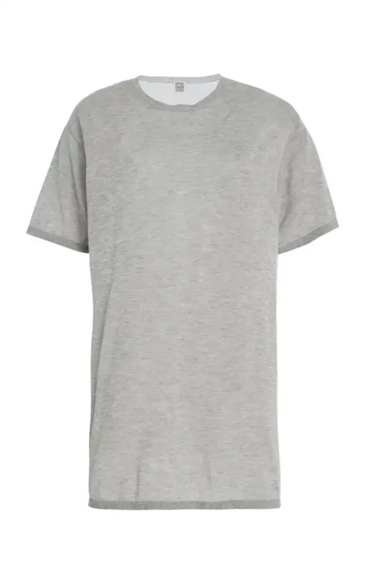 Toteme Grey Knit Relaxed Melange Top T-Shirt DAMAGED - Imagen 2