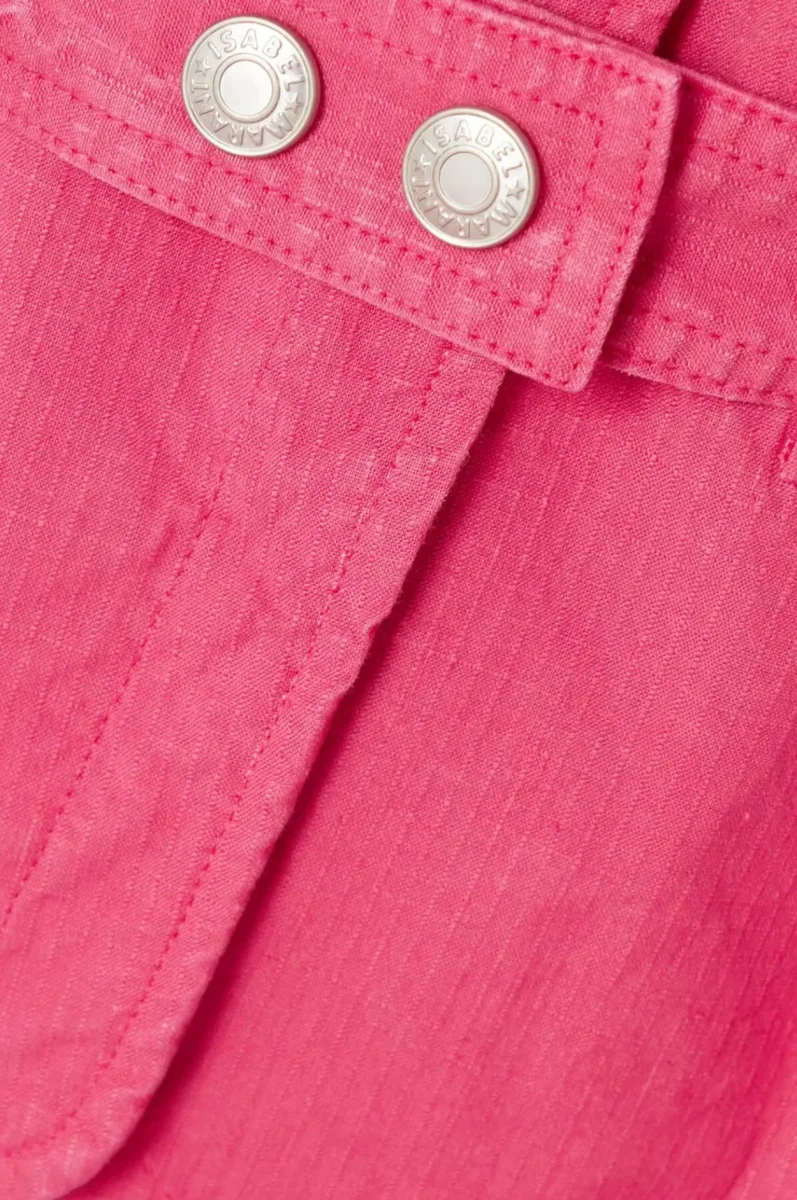 Isabel Marant Epaline Pink Linen Cotton Ruffle Collar 80s Style Jacket - Imagen 6