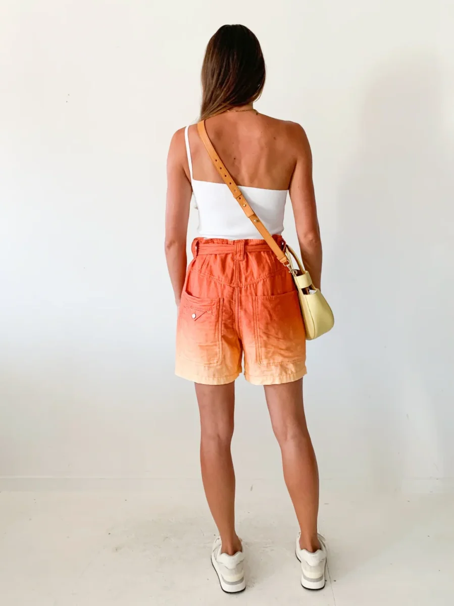 Isabel Marant Etoile Kaynetd Tie Dye Orange Linen Blend Shorts - Imagen 8