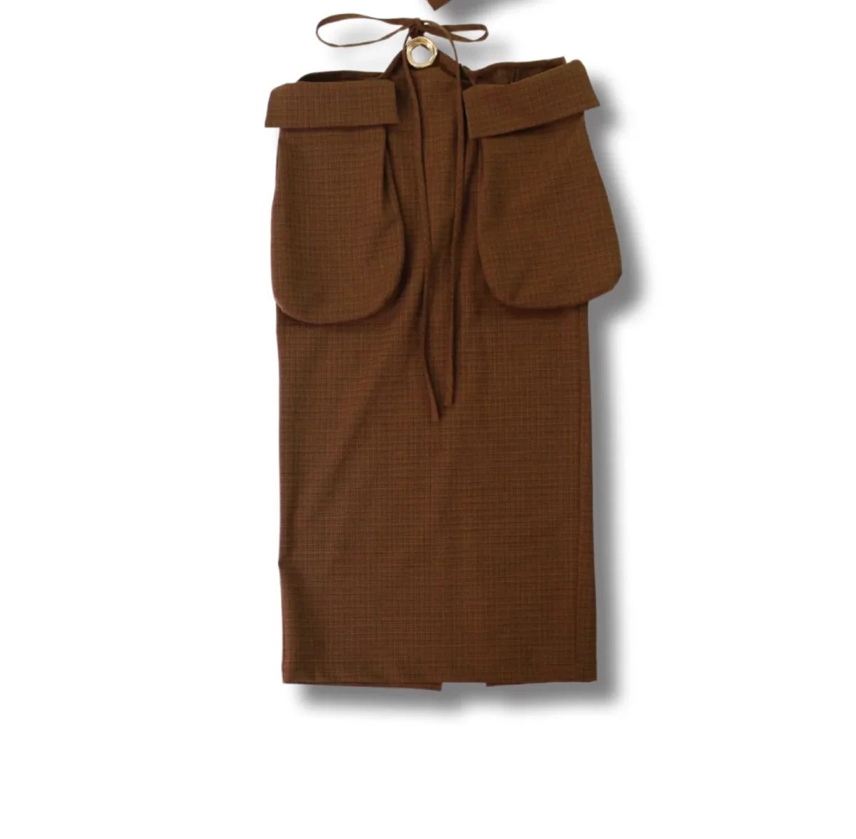 Christopher Esber Brown Wool Blend Checked Cargo Midi Skirt - Imagen 3