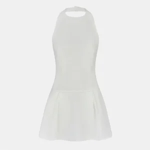 Odd Muse White Drop Hem Halterneck Mini Dress