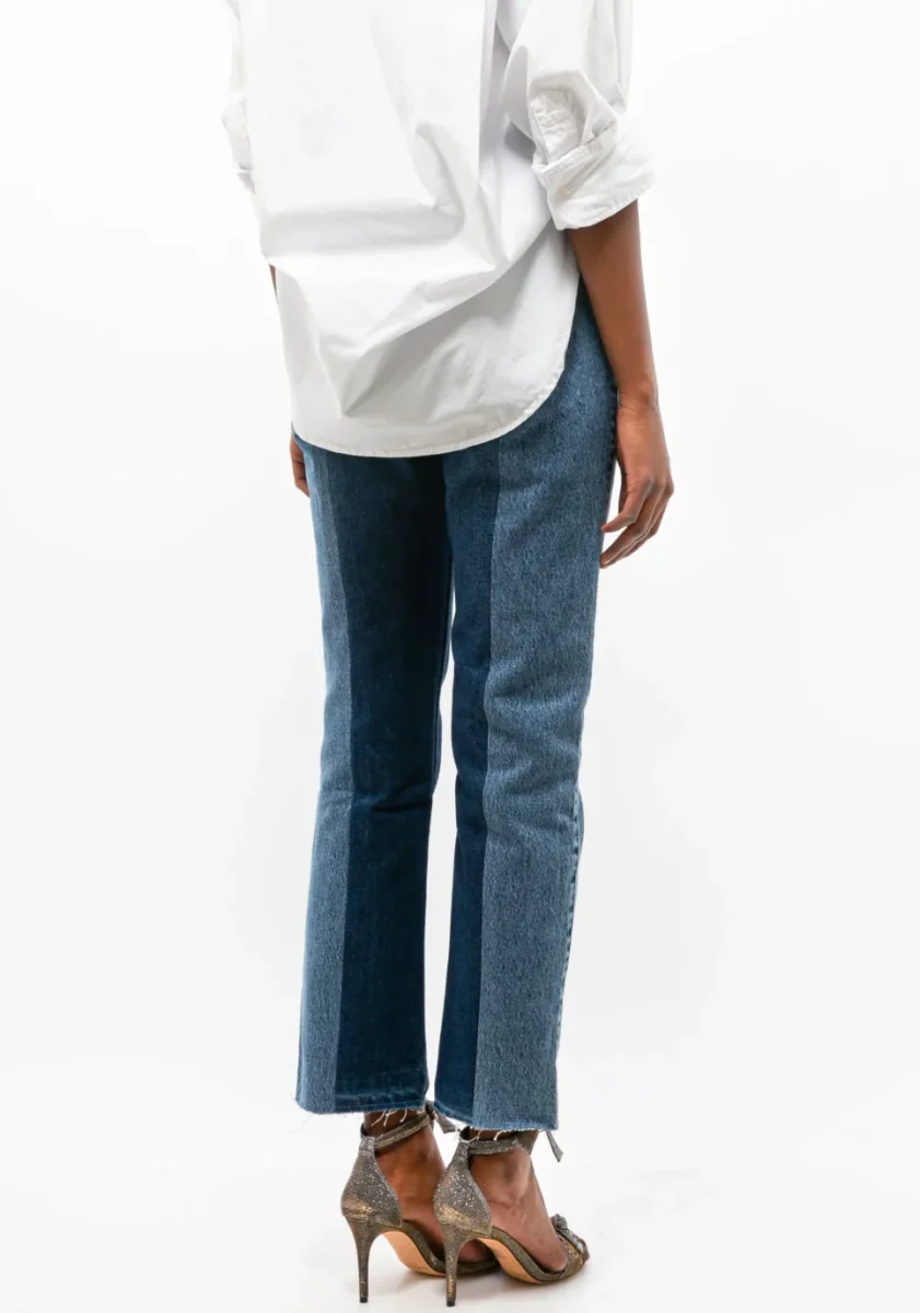 E.L.V. Denim The Twin Frayed Two-Tone High-Rise Straight-Leg Jeans - Imagen 3