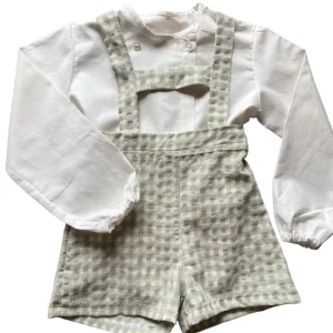 Conjunto vichy y blusa doble botonadura