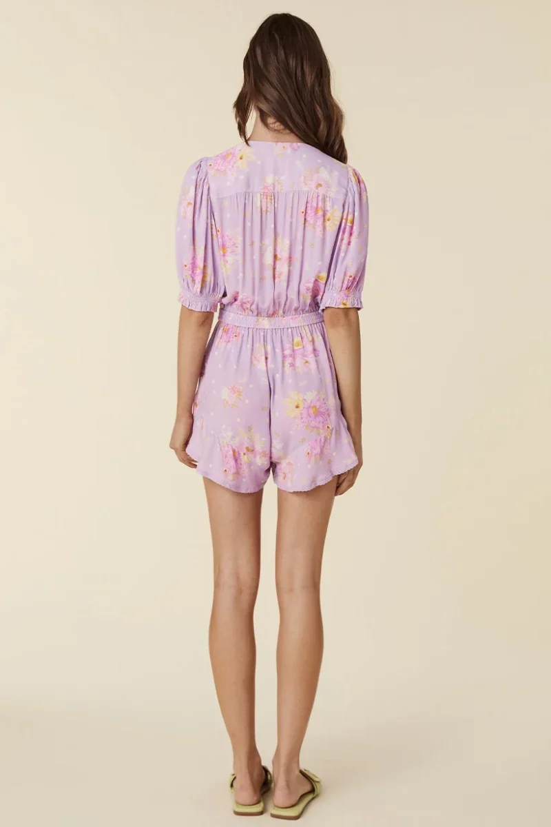 Spell & The Gypsy Lavender Purple Floral Print Lei Lei Romper Playsuit - Imagen 7