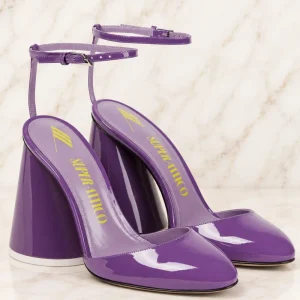The Attico Purple Luz Patent Leather Slingback Pumps