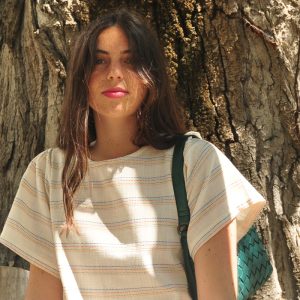 Vestido largo beige arco iris