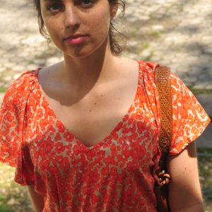 Vestido largo animal print naranja