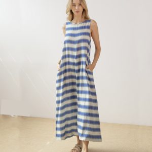 Vestido largo con rayas tie dye