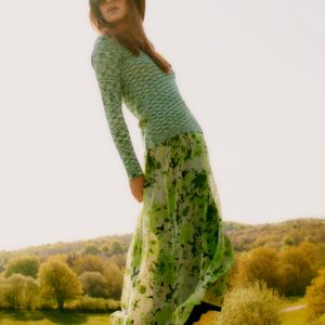 Vestido estampado en tonos verdes