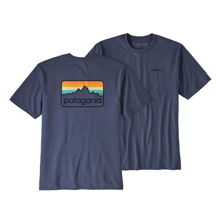 Polera Line Logo Badge Hombre Azul - Imagen 2