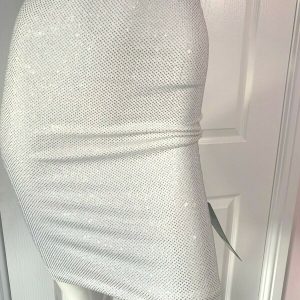 Alexandre Vauthier White Crystal Studded Bodycon Skirt
