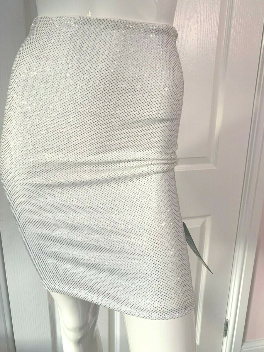Alexandre Vauthier White Crystal Studded Bodycon Skirt - Imagen 2