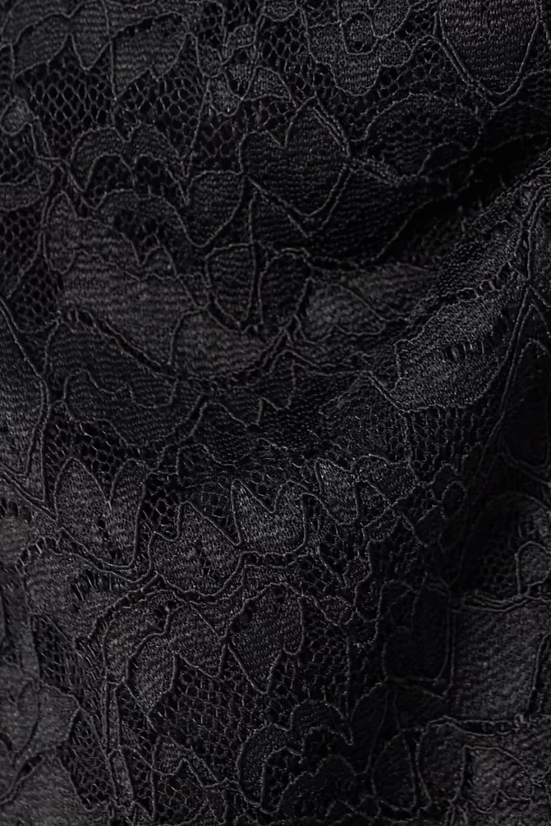 CAROLINE CONSTAS Alessia Black Floral Lace Off Shoulder Mini Dress - Imagen 5