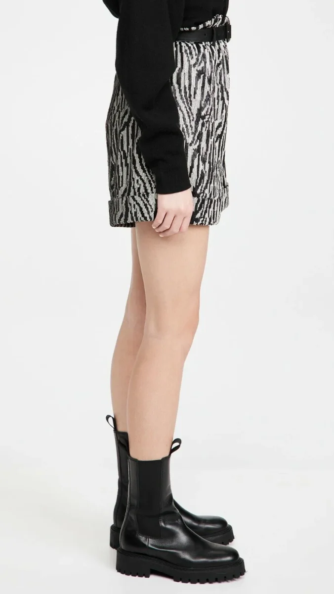 SELF-PORTRAIT Zebra Print Sequin High-Rise Shorts - Imagen 4