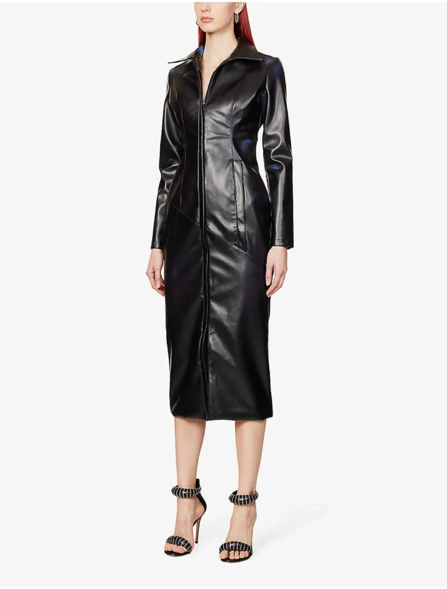 DI PETSA Memories of Touch Cut Out Heat Reactive Faux Leather Jacket - Imagen 6